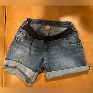 Denim maternity shorts
